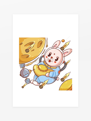 2023年兔年卡通太空兔插畫