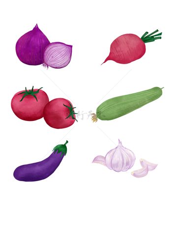水彩风蔬菜六种可移动
