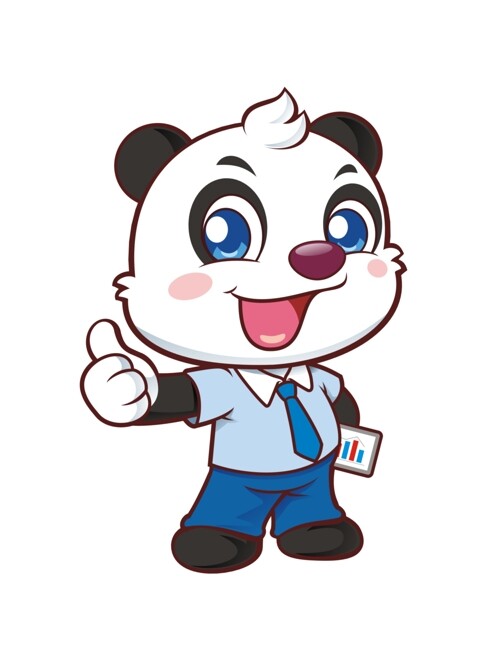 卡通可爱熊猫商务经理竖大拇指