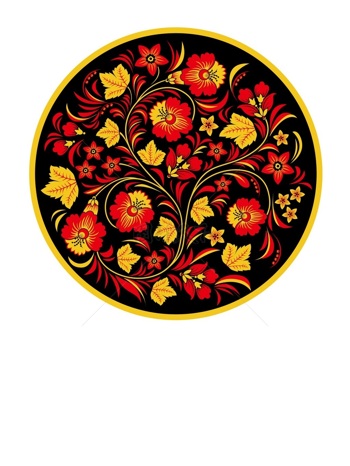  传统 欧式俄式 圆形花卉图案背景贴图 黑底红黄花满屏