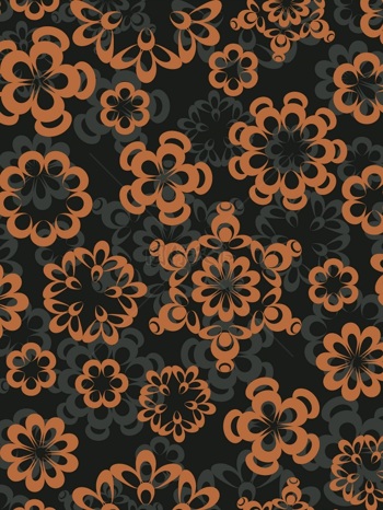 传统 欧式俄式花卉底图底纹  图案背景贴图  黑底橙色绒花图案
