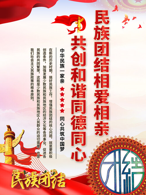 同心共筑中国梦民族团结海报