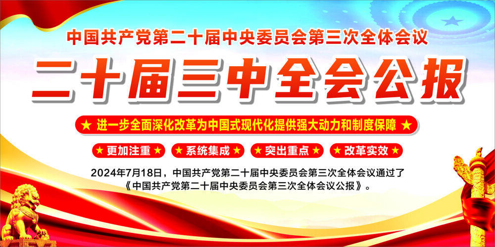 全面深化改革二十届三中全会精神党建展板