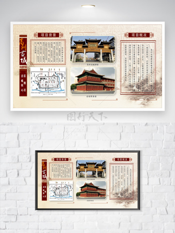 古风古城历史遗迹宣传展板