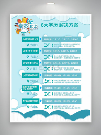 简约清新背景专本套读培训海报