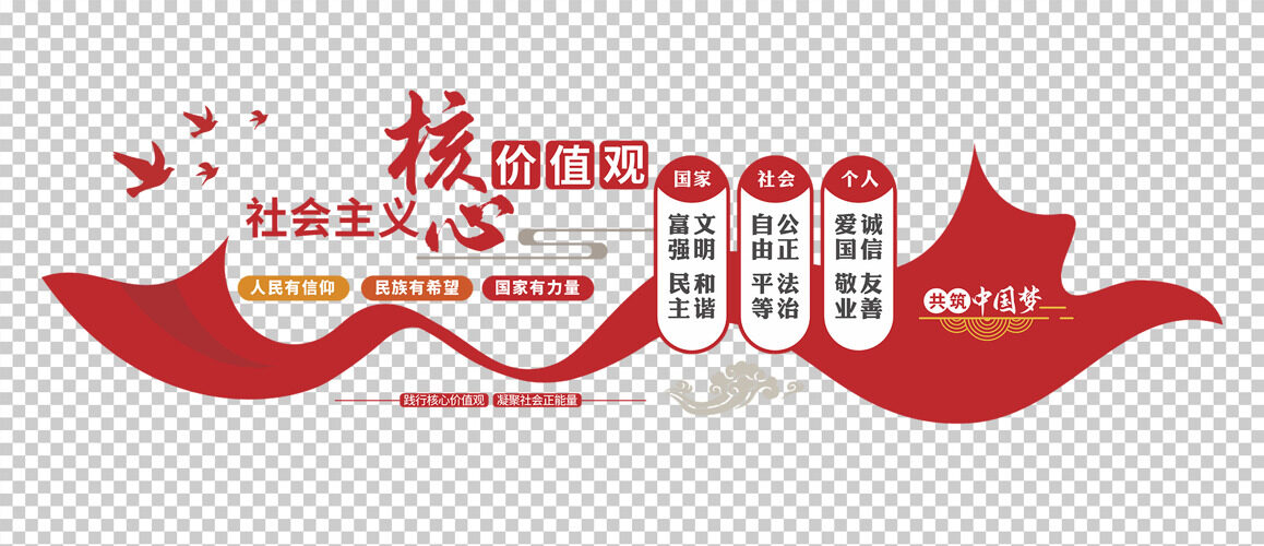 红色文化社会主义核心价值观党建文化墙展板